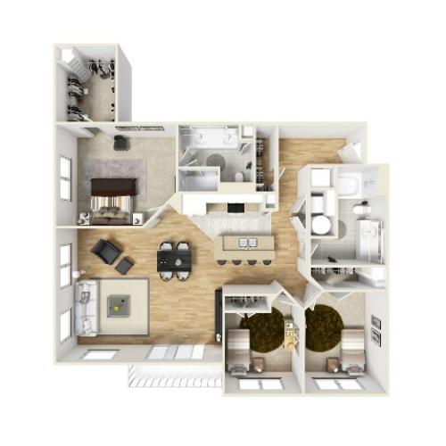 Three Bedroom Two Bathroom Layout