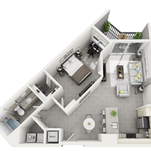 Viva one bedroom one bathroom floor plan