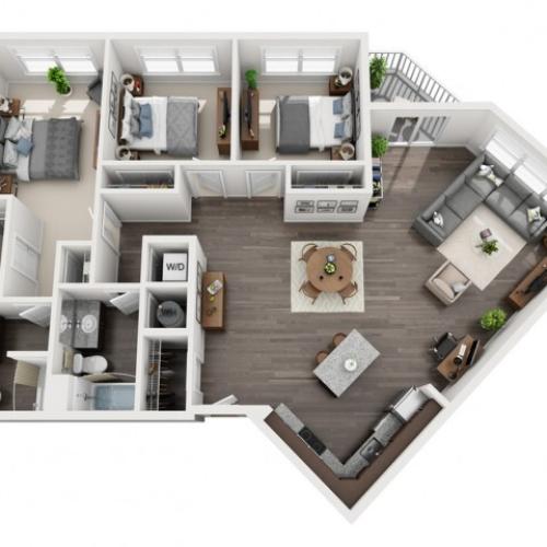 C1- THREE BEDROOM TWO BATH