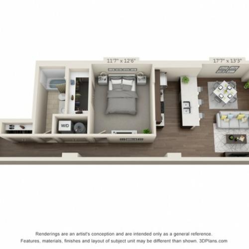 A17-ONE BEDROOM/ ONE BATHROOM- 872 Sq. Ft.
