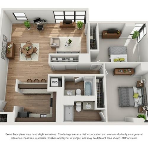 2 Bed 2 Bath Floor Plan B4