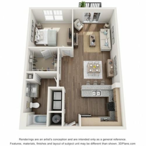 Hope floorplan One Bedroom One Bath