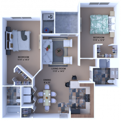 DRAKE -  2 BEDROOM 2 BATH