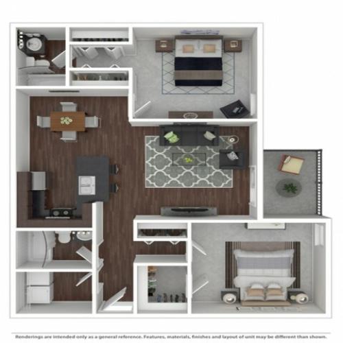 Two Bedroom, Two Bathroom, 1,013 square feet