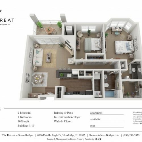 Two Bedroom One Bathroom Floor Plan