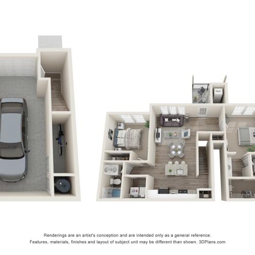 2 Bedroom/2 Bathroom Townhomes