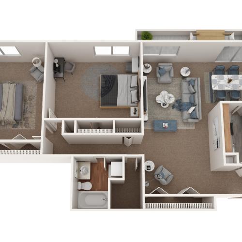 2 bed 1 bath