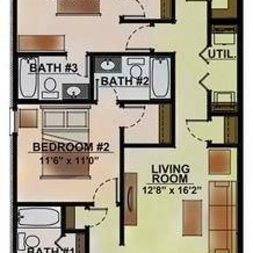 3 Bed / 3 Bath Duplex
