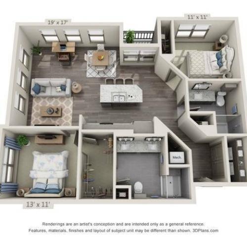 Presley | 2 bed 2 bath | from 1201 square feet
