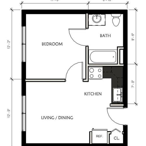 1 Bedroom Floor Plan | Luxury Apartments In Jackson Michigan | 2100 Springport Apartments
