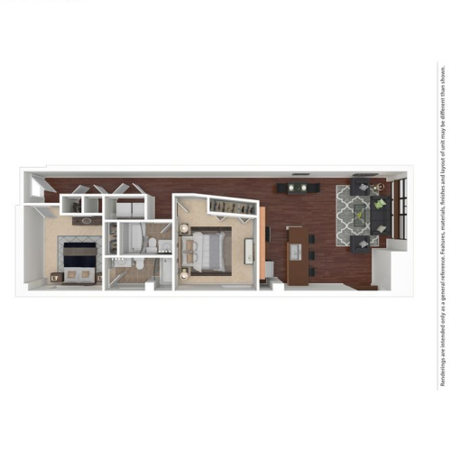 2 Bed 2 Bath 1105 sqft