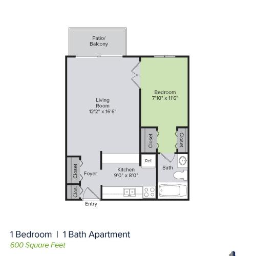 1 bedroom 1 bath floor plan