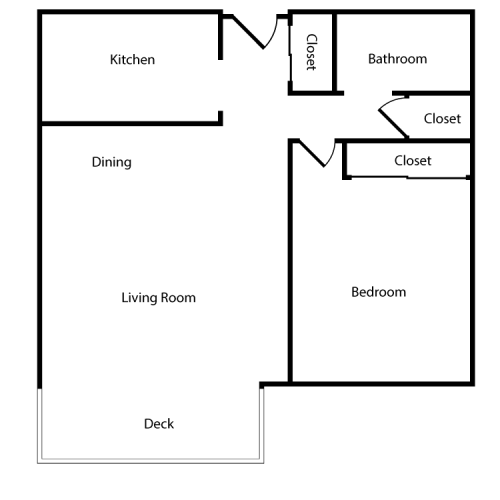 One Bed One Bath Floor Plan