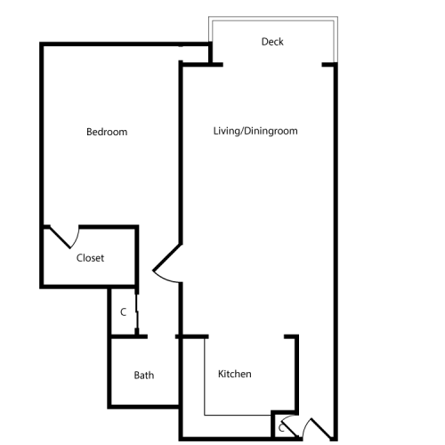 One Bed One Bath Floor Plan 2B,3B