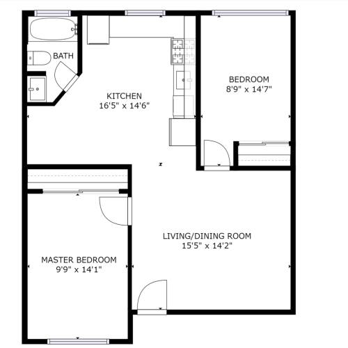 1X1 1 Bed Apartment Laurel Pointe Apartments