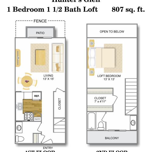 1 Bedroom / 1 Bath 1 Bed Apartment Hunter's Glen Apartments