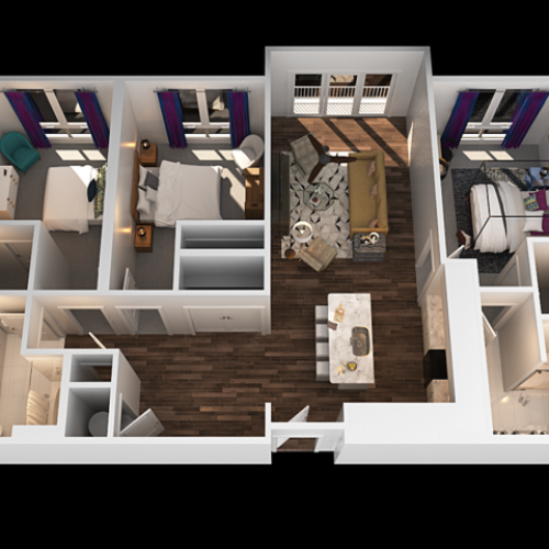 A 3 Bedroom Floor Plan | Luxury 2 Bedroom Apartments Towson MD | The Southerly
