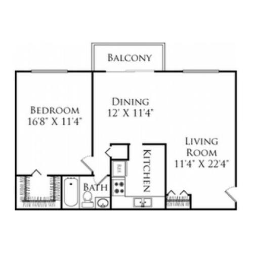 1 Bedroom Floor Plan | Apartments For Rent In Fall River MA | South Winds