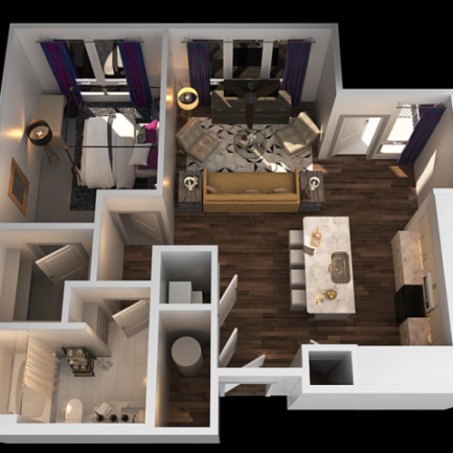 A 1 Bedroom Floor Plan | Towson Luxury Apartments | The Southerly