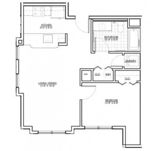 Floor Plan 2 | Everett MA Apartments | Wellington Parkside