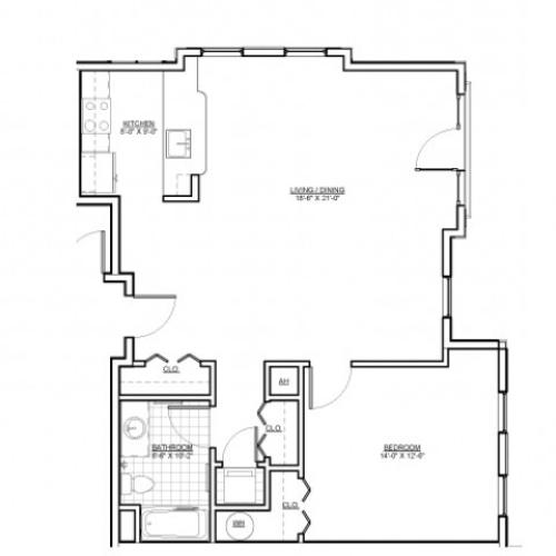 Floor Plan 8 | Luxury Apartments Medford MA | Wellington Parkside