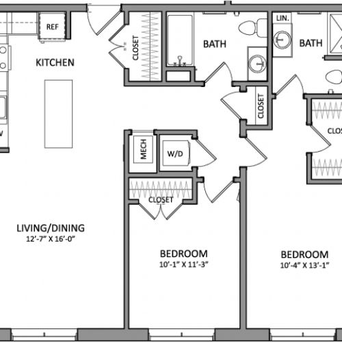 Floor Plan 6 | Beverly MA Apartments | Link 480