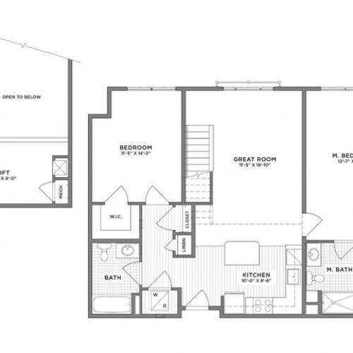 2 Bedroom Floor Plan | Weymouth MA Apartments For Rent | The Gradient