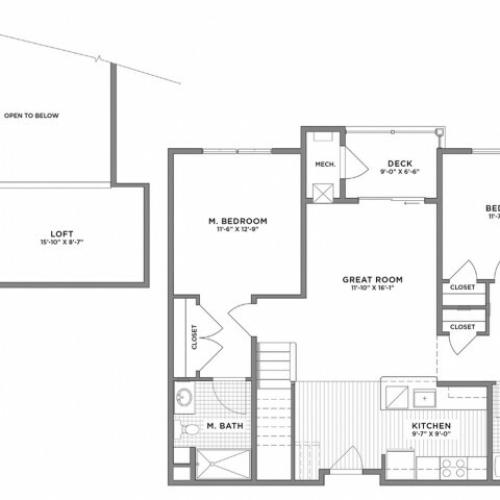 2 Bedroom Floor Plan | Weymouth MA Apartments For Rent | The Gradient