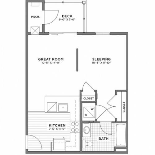 Studio Floor Plan | Weymouth MA Apartments For Rent | The Gradient