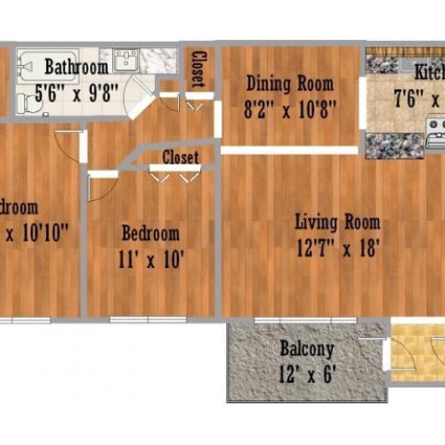 1 Bedroom Floor Plan 1 Bed Apartment Dover Manor