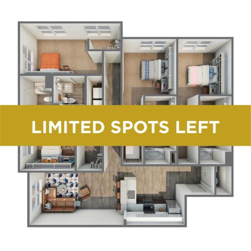 3D Floor Plan of 4x4B