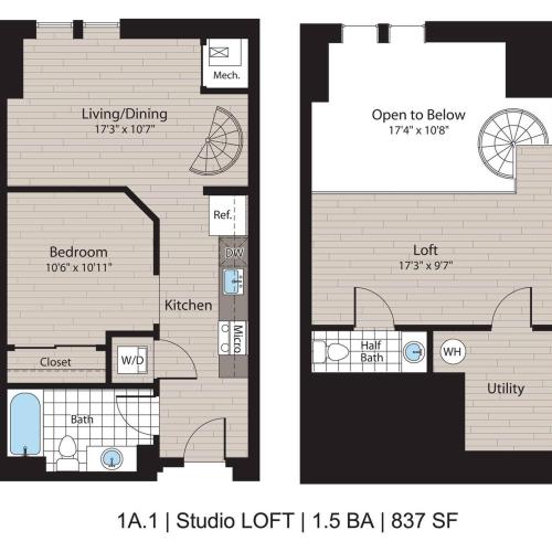 Studio/ 1.5BA Loft