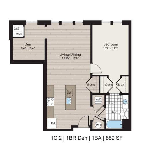1BD/1BA with Den