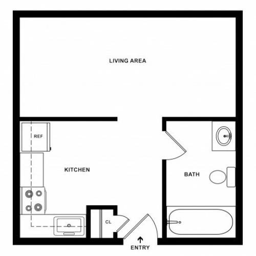 Efficiency Apartment Floorplan