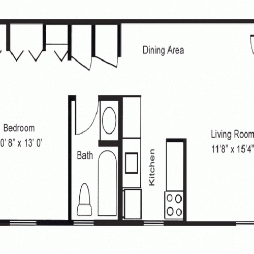 1 Bedroom 1 Bathroom floor plan