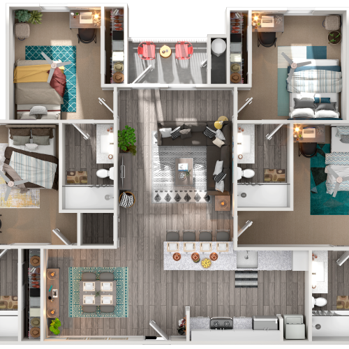 4 Bedroom, 4 Bathroom Floorplan