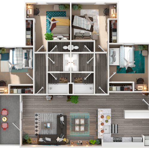 4 Bedroom, 2 Bathroom Floorplan