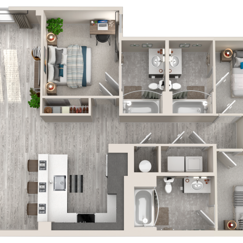 3 Bedroom, 3 Bathroom D Floorplan
