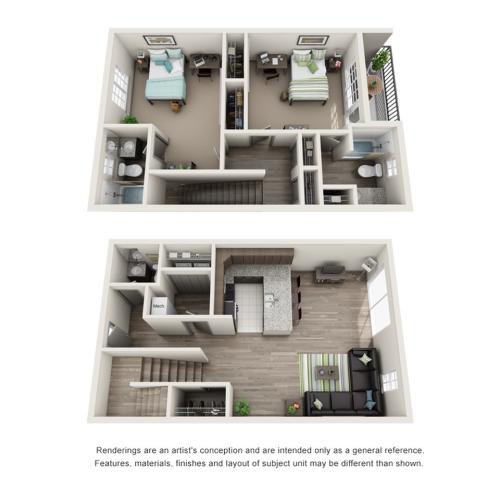 2 Bdrm Floor Plan | IU On Campus Apartments | Avenue on College