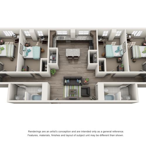 4 Bedroom Floor Plan | IU Campus Apartments | Avenue on College
