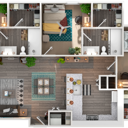 3 Bedroom, 3 Bathroom Floorplan