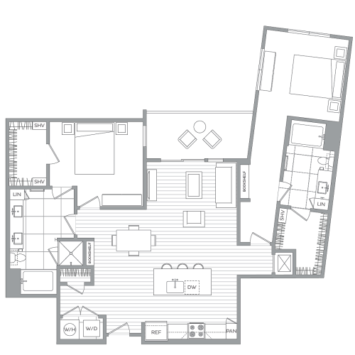 N - 2 Bedroom / 2 Bath