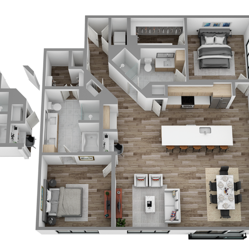 V: 2 bed / 2 bath