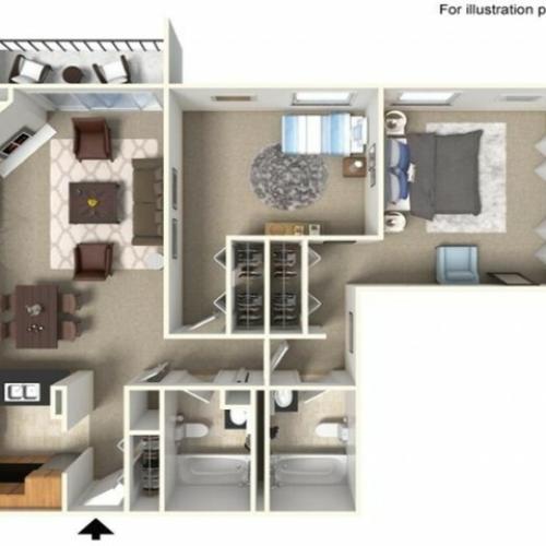 2 Bedroom S Floor Plan  | Lake+House Apartments | Wheeling IL Apartments