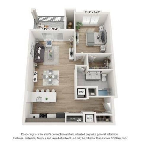One Bedroom Floor Plan