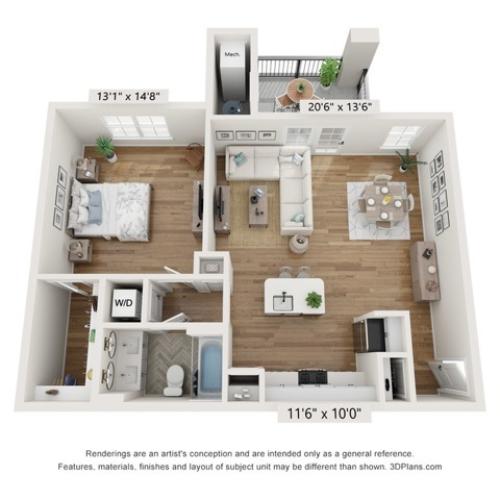 1 Bedroom Floor Plan