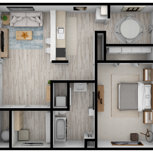 Prosper Riverdale A1 - 1 Bed 1 Bath 551 Sq Ft 3D