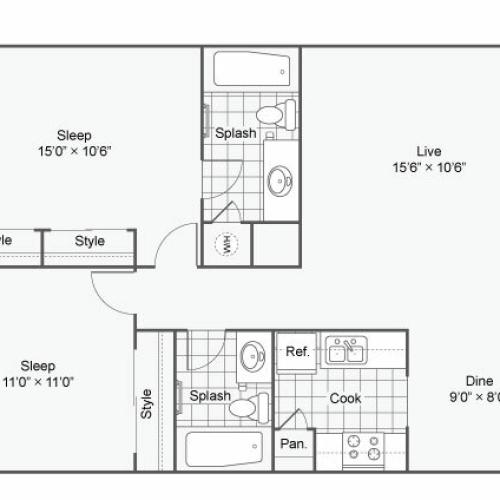 The Hub at Baton Rouge Apartment Homes Apartments For Rent Baton Rouge LA 70808 Floor Plan