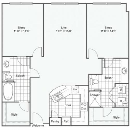 Floor Plan 19 | Dallas Texas Apartments Downtown | Arrive West End