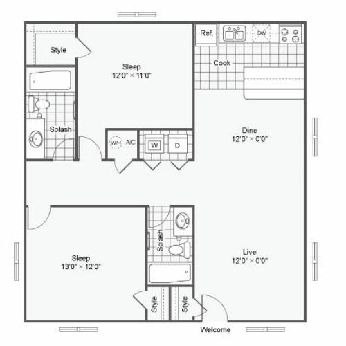 The Hub at Baton Rouge Apartment Homes Apartments For Rent Baton Rouge LA 70808 Floor Plan